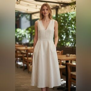 Free People midi dress with vertical stripes.